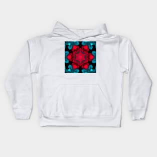 Retro Mandala Flower Red Blue and Black Kids Hoodie